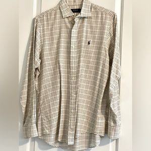 Ralph Lauren Beige Plaid Casual Button Down Shirt